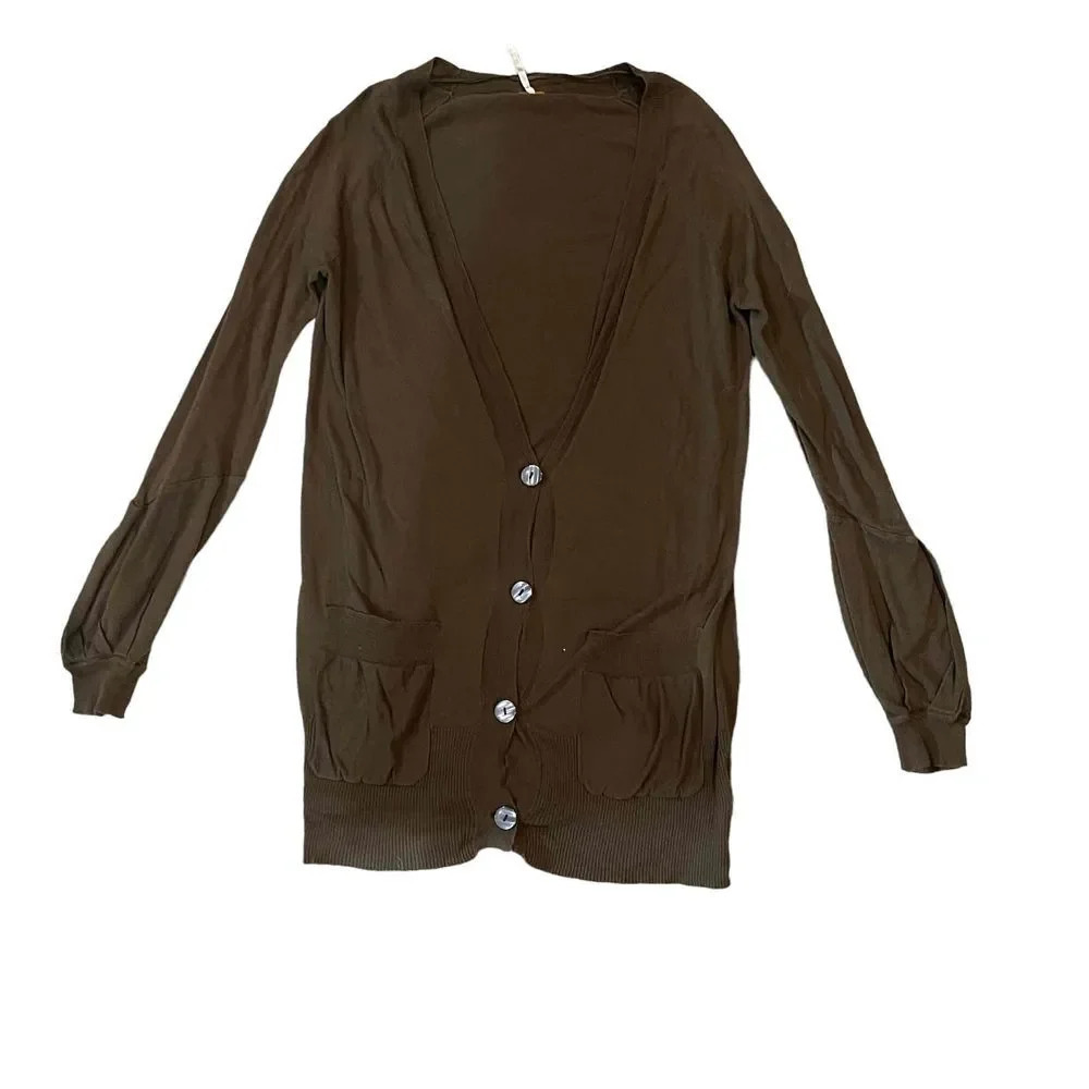 Free People Women's Small Brown Button Front Cardigan Sweater‎